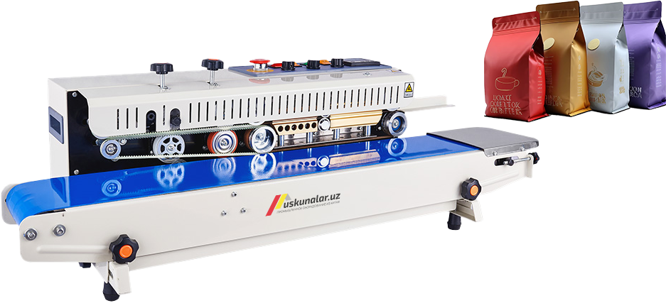 termoqadoqlash, muhrlash va kesish, POF, konveyer, sirkulyatsion termoqadoqlash, qutili choy qadoqlash, qutili kofe qadoqlash, gazli ichimlik qadoqlash, baklashka bloklash, shishani bloklash uskunasi, plyonka o'rash uskunasi, bloklash uskunasi, ruchnoy upakovka, ruchnoy qadoqlash