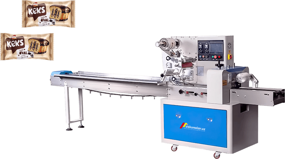 gorizontal qadoqlash uskunasi, keks qadoqlash uskunasi, shirinlik qadoqlash, pishiriq qadoqlash uskunasi, sovun qadoqlash uskunasi, gorizontal uskuna